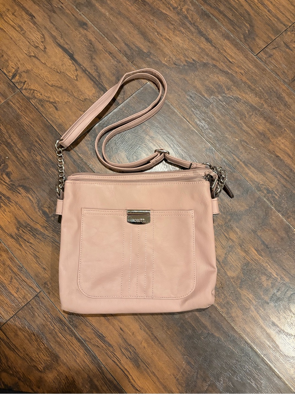 Rosetti Pale Pink Faux Leather Crossbody Bag